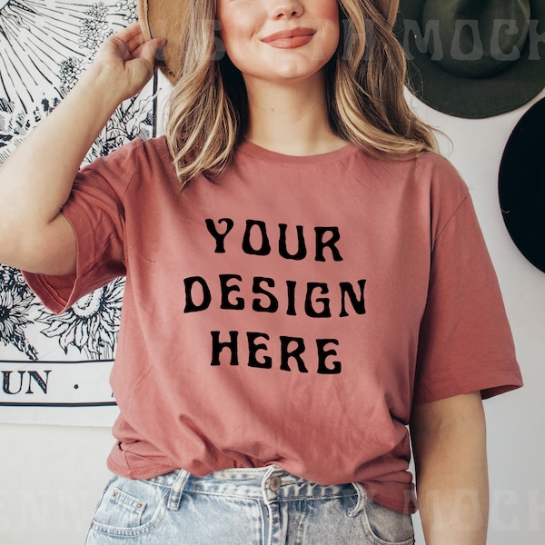 Mauve Bella Canvas 3001 Tshirt Mockup, Bella Canvas Shirt, Tee Mockup, Model Mockup, JPEG Digital Mockup, T-Shirt Mockup, Tshirt mock