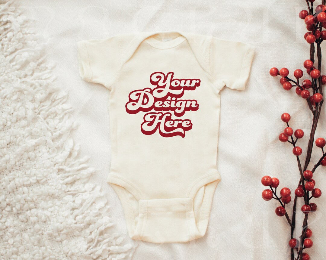 Natural Rabbit Skins Onesie Mockup, Rabbit Skins Bodysuit Mock, Natural