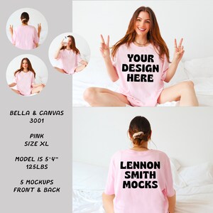 Pink Bella Canvas 3001 Tshirt Mockup, pink Bella Canvas Shirt, minimal pink Tee Mockup, Bridal pink T-Shirt Mockup, Pink Tshirt mock, 3001