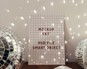 5 x 7 stationair mockup, disco mockup, disco bruiloft uitnodiging mockup, 5 x 7 verhouding mock, 5 x 7 mockup, disco stijl mockup, disco briefpapier mockup