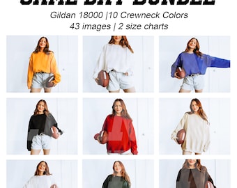 Game Day Gildan 18000 Crewneck Mockup Bundle, Gildan Football Crewneck Mockup, Football Crewneck Mockup Bundle, Modell Mockup, NFL Mockup