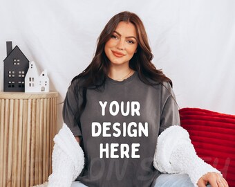 Christmas Pepper Comfort Colors C1717 Mockup, Holiday Pepper Mockup, Christmas Pepper Comfort Colors mockup, Pepper Comfort colors 1717