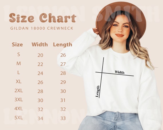 Gildan 18000 Sizing Chart Size Chart Gildan 18000 Crewneck - Etsy Finland