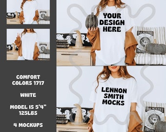 Halloween White Comfort Colors 1717 Mockup, Halloween 1717 Mockup, Halloween Comfort Colors mockup, Comfort Colors Halloween Mockup C1717
