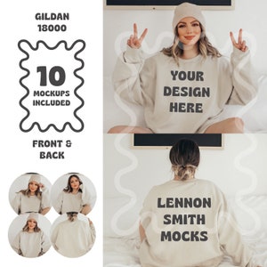 Gildan 18000 Sand Crewneck Mockup, Gildan Crewneck Mockup, Crewneck Mockup, Model Mockup, Gildan 18000 Mockup, Sweater mockup, Sand mock
