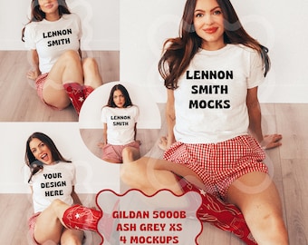 Ash Grey Baby Tee Mockup, Gildan 5000b mockup, gildan 5000b mockup for women, Baby tee mock, White Gildan baby tee mockup, gildan 5000b