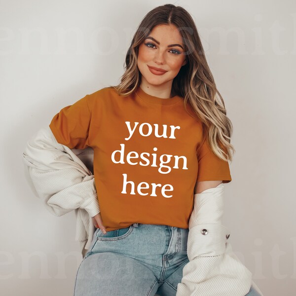 Texas Orange Gildan 2000 Mockup, Texas Orange Gildan Shirt, T-Shirt Mockup, Modell Mockup, T-Shirt Mockup, Tshirt Mock, Gildan Texas Orange Mock