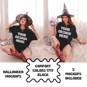 Halloween Black Comfort Colors C1717 Mockup, Black Mockup, Comfort Colors mockup, Comfort colors,  Model Mockup, Comfort Colors Halloween