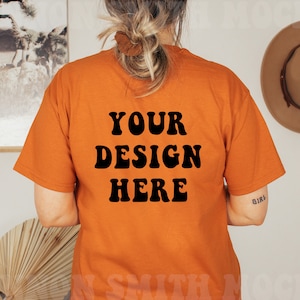 Texas Orange Gildan 2000 Mockup, Texas Orange Gildan Shirt, Tee Mockup, Model Mockup, T-Shirt Mockup, Tshirt mock, gildan texas orange mock