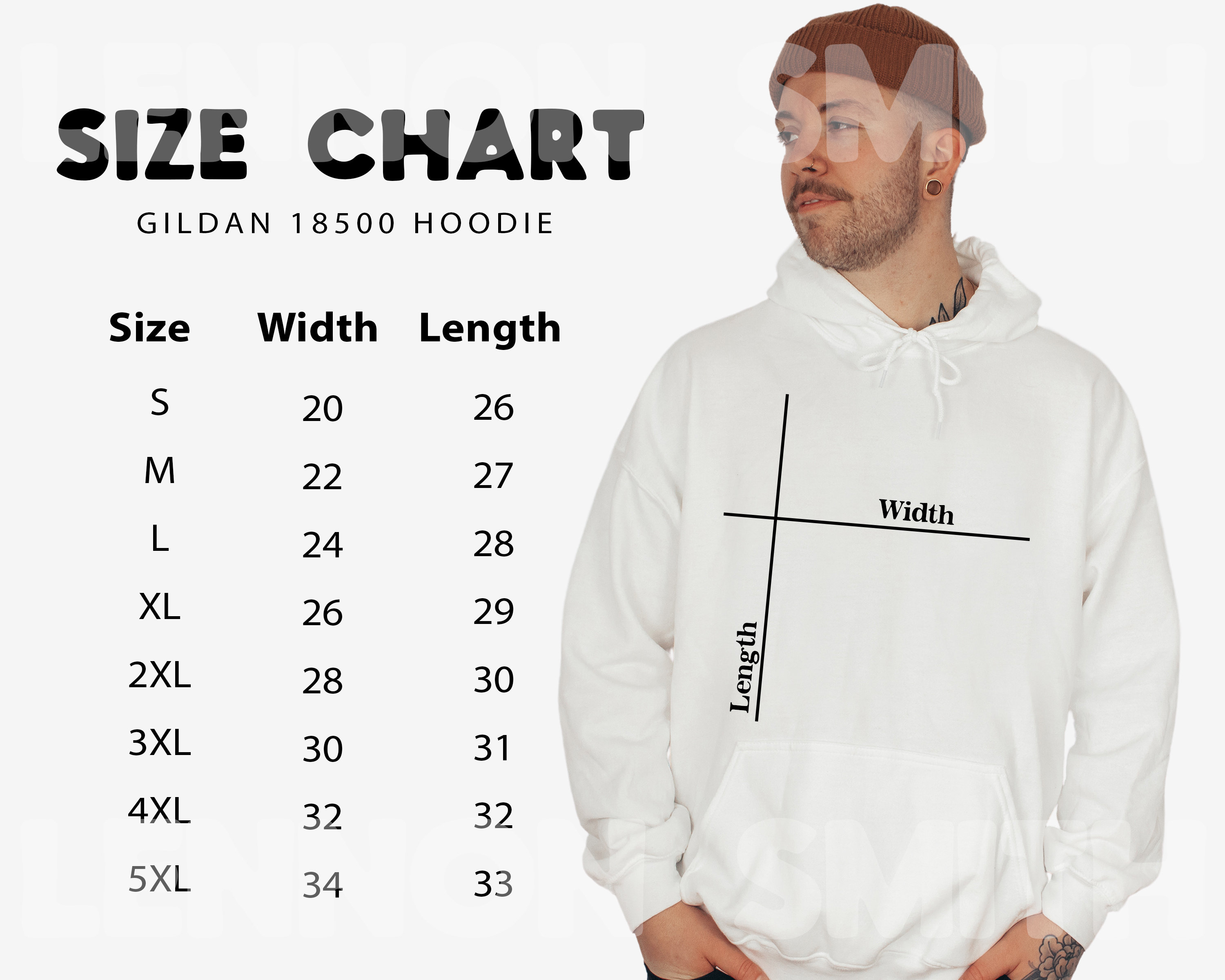 Gildan 18500 Sizing Chart Size Chart Gildan 18500 Hoodie - Etsy Canada