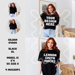 Svart Gildan 64000-modell, svart Gildan-skjorta, t-shirt-modell, modellmodell, svart Gildan-modell, t-shirt-modell, t-shirt-modell, gildan svart modell bild 1