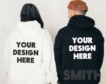 Back of hoodie mock, Couple Mockup, Husband Wife Hoodie mock, Mom Dad Hoodie mockup, White Gildan Hoodie, Black Gildan Hoodie, Couple Mockup