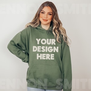 Gildan 18500 Military Green Hoodie Mockup, Gildan Hoodie Mockup, Military green Hoodie Mockup, Model Mockup, Sweater mockup, Gildan mock