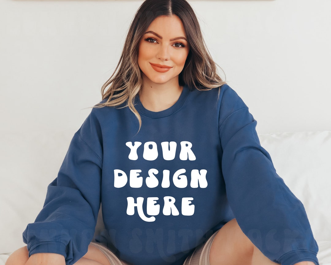 Gildan 18000 Indigo Crewneck Mockup, Gildan Crewneck Mockup, Crewneck ...