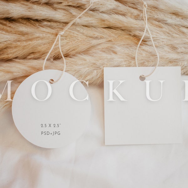 2.5 X 2.5 Tag Mockup, Hang Tag Mock, Clothing Tag Mock, Round tag mockup, circle tag mockup, square tag mock, Wedding Tag Mockup