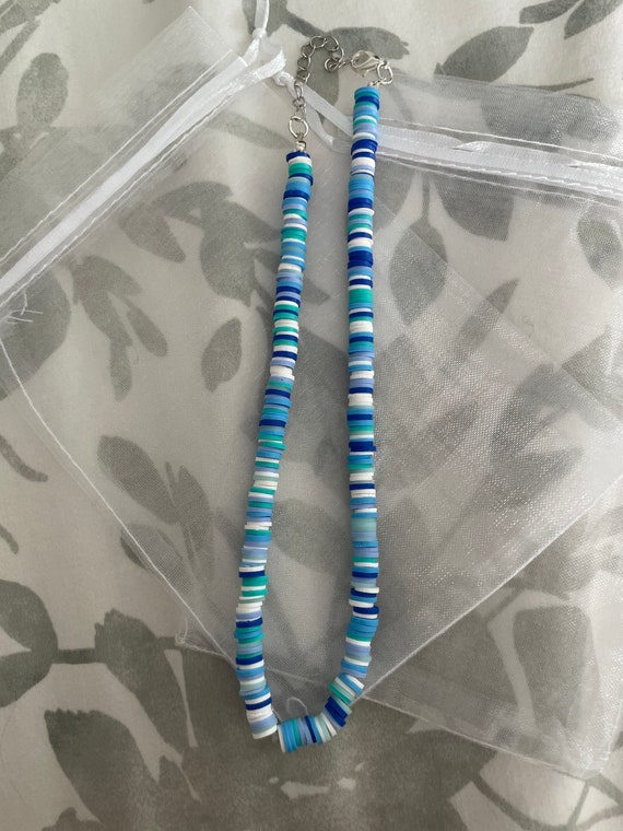 Blue clay beads necklace