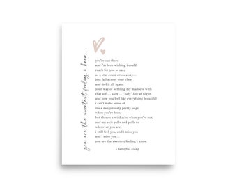 you are the sweetest feeling i know poem - butterflies rising - 8 x 10  PRINTABLE / DIGITAL DOWNLOAD ©