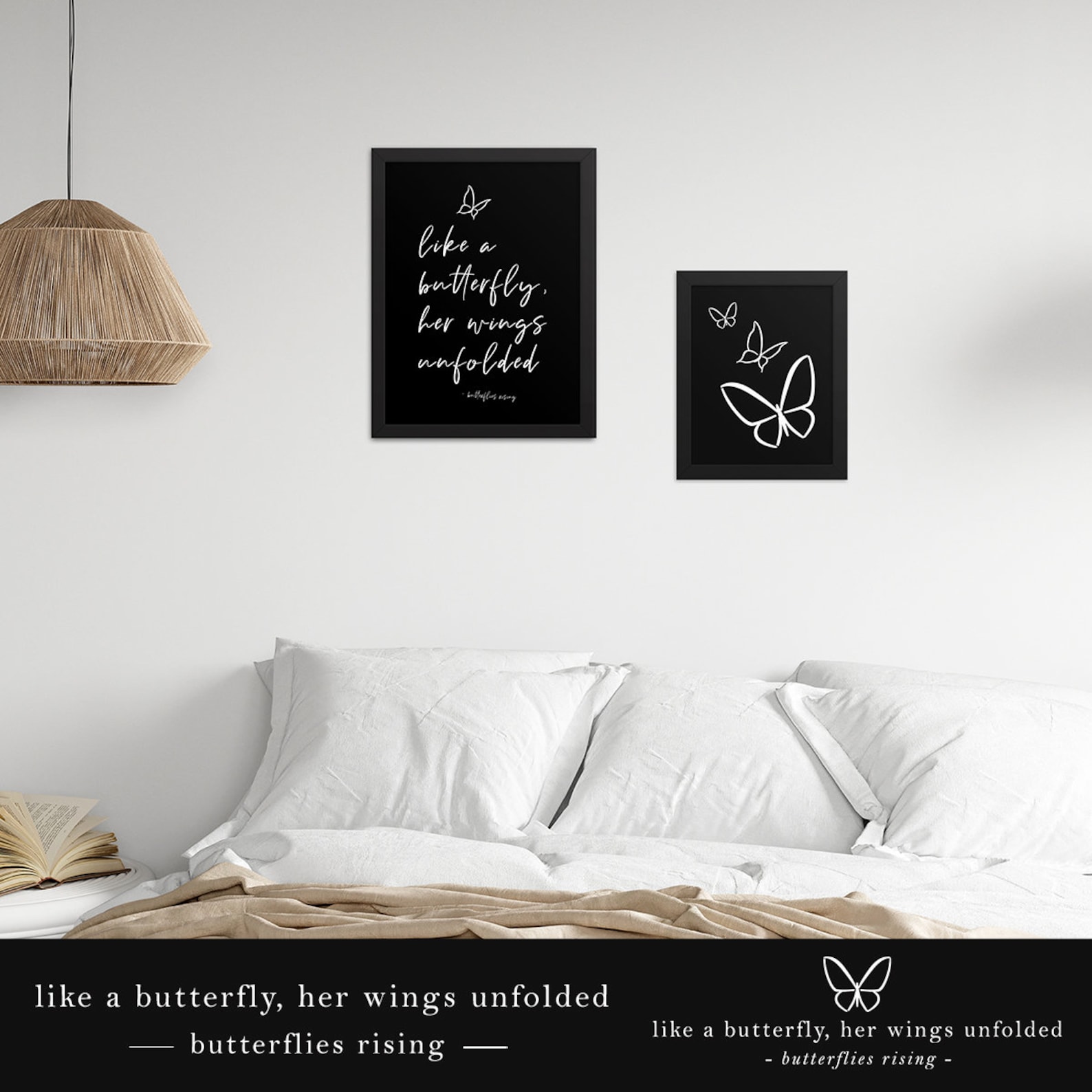 Like a Butterfly, Her Wings Unfolded - Butterflies Rising Quote - Black ...