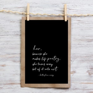 her, because she makes life poetry - butterflies rising - postcard poem print ©