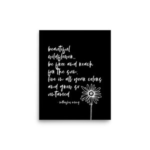 beautiful wildflower, grow untamed poem - butterflies rising - 8 x 10 black PRINTABLE / DIGITAL DOWNLOAD ©