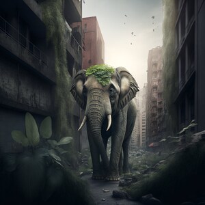 Elephant in the City: Urban Jungle Print for Home Decor
