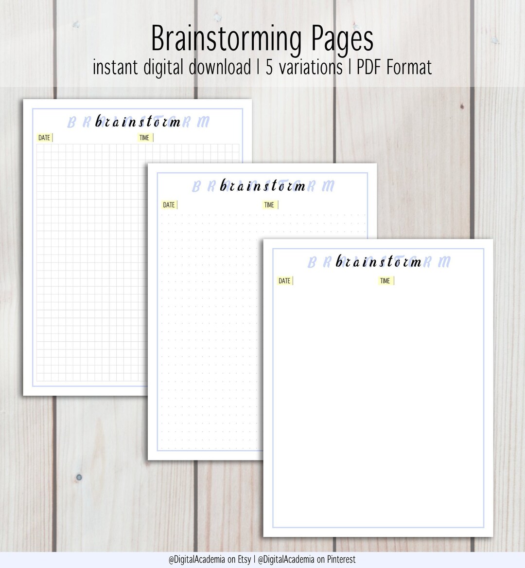 Brainstorming Pages | Everyday Planner Printable | PDF Format | 5 ...