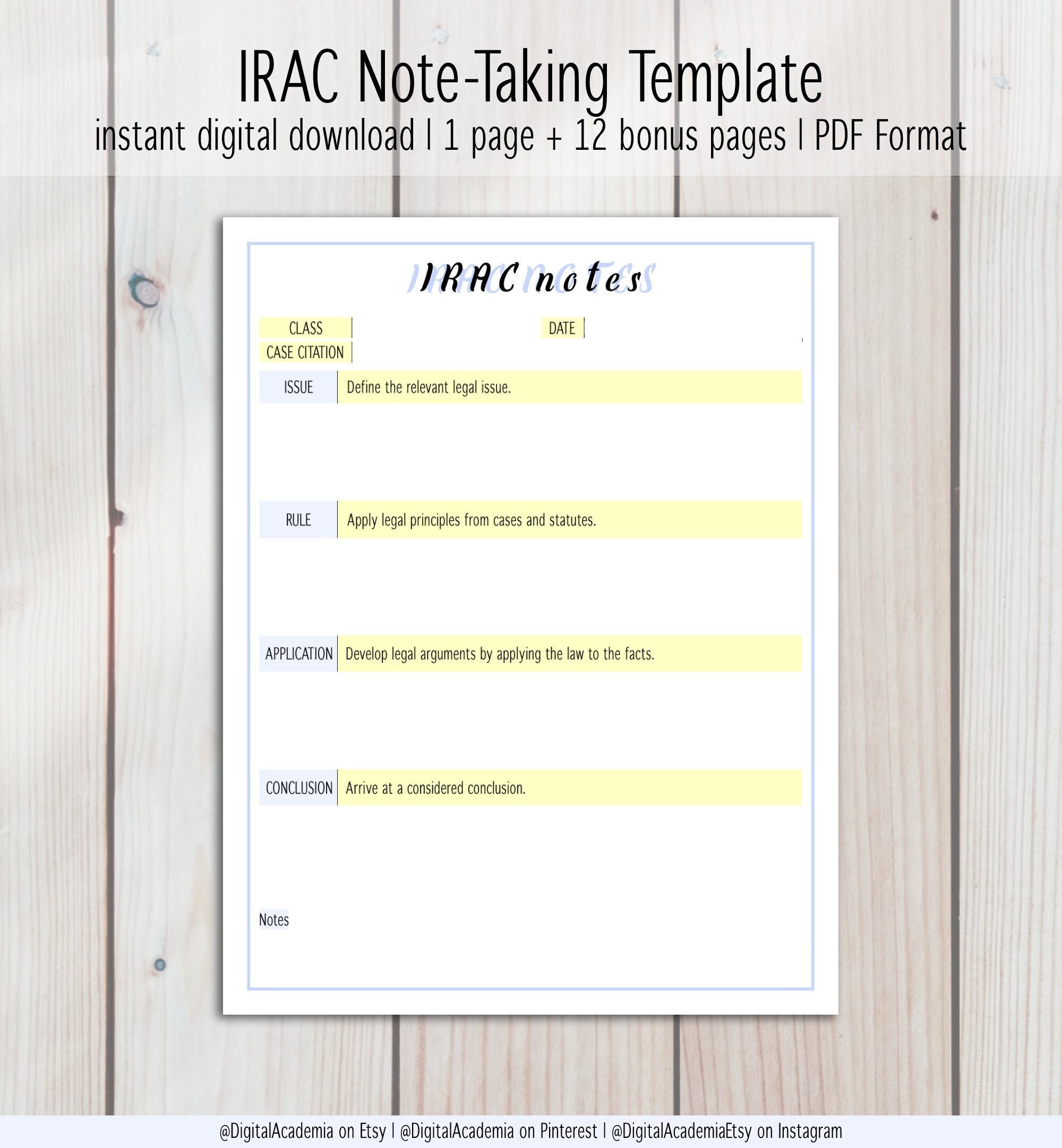 IRAC Note taking Template 12 Bonus Note taking Pages Student Planner irac-note-taking-template-12-bonus-note-taking-pages-student-planner