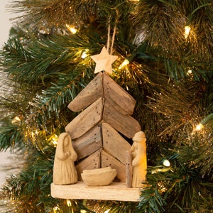 Driftwood Nativity Christmas Ornament, Beach, Decor