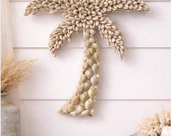 Seashell Palm Tree, Coastal Decor Wall Hanging (9.5" x 11.75")