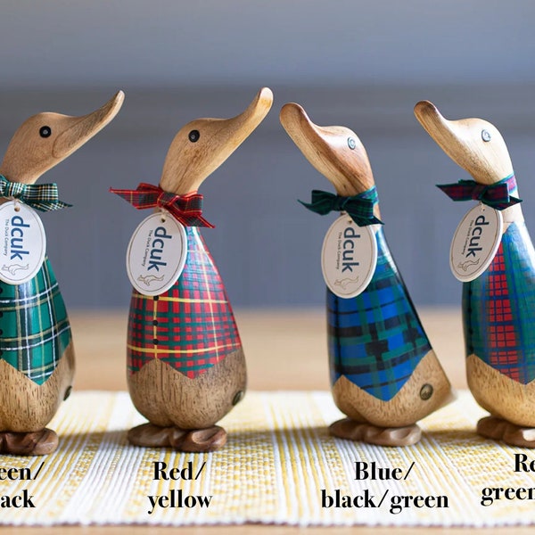 Natural Wood Duckling with Tartan Waistcoat