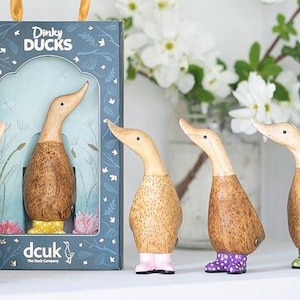 Natural Wood Dinky Ducks Spotty Welly Boots