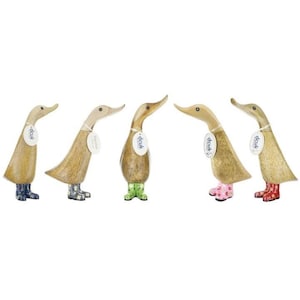Natural Wood Duckling with Floral  Welly Boots