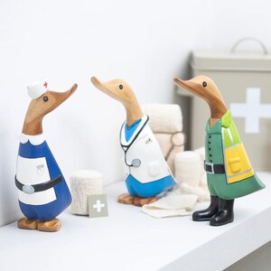 Natural Wood Emergency Workers Ducklings: Doctor, Nurse & Paramedic Wood Ducks