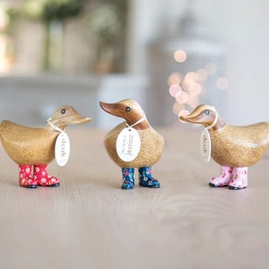 Natural Wood Ducky Floral Welly boots