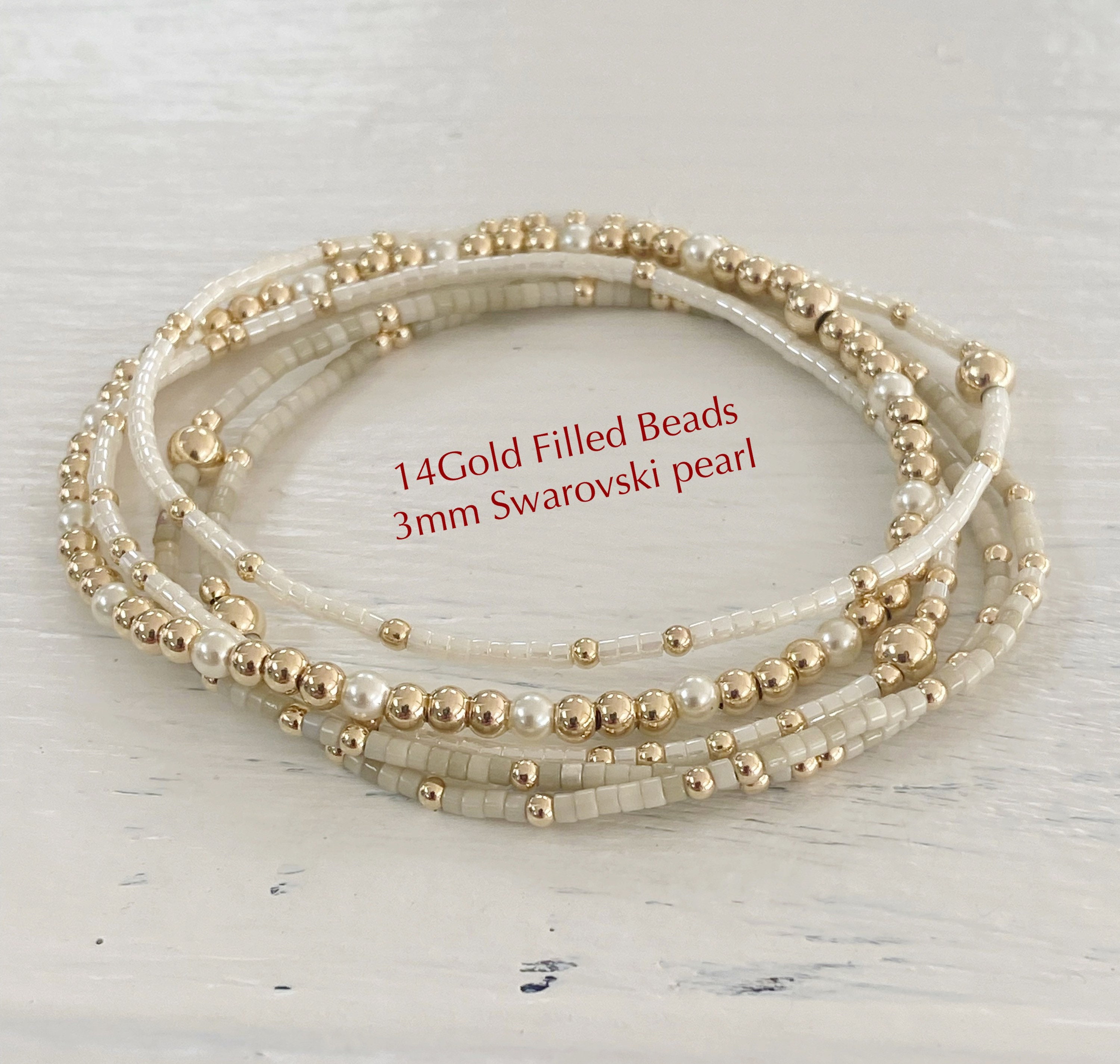 4 Dainty Gold and Color Beaded , Pearl and 3mm Gold Filled Beaded Stackable Bracelet  Bangles. PLEASE Measure Ur Wrist Before Ordering. - Etsy