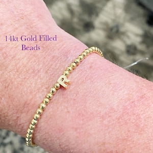 Personalized gold bracelet 2mm goldfilled beaded bracelet