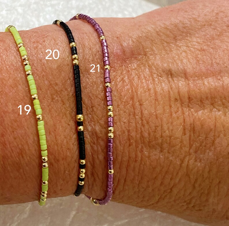 14 Kt Gold Filled Non Tarnish Color Beaded Bangle Stack Etsy