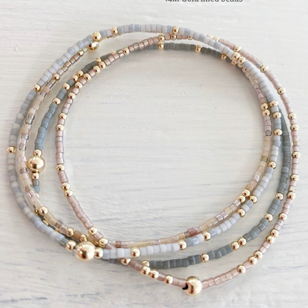 Special Holiday Pricing 4  dainty  gold & color beaded stacking bracelet bangles. PLEASE measure ur wrist before ordering.