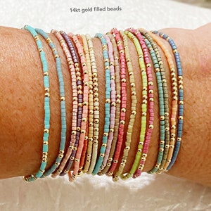 Spring colors an 14kt Goldfilled beaded stacking bracelets