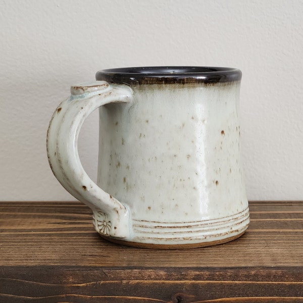 Hand Thrown Mug, 15 oz Mug, Handmade Mug, Coffee Lover Mug, Stoneware Mug, Ash Glazed Mug, Rustic Pottery Mug, Unique Mug