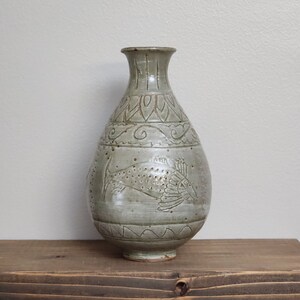 Vase en poterie, vase coréen, vase en céramique, vase fait main, vase émaillé en frêne, vase rustique, vase image 1