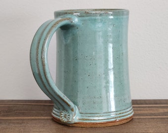 Mug fait main, Mug 20 oz, Mug en poterie, Mug jeté à la main, Mug amateur de café, Mug en grès, Mug en céramique, Mug poterie turquoise