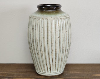 pottery vase, handmade vase, ceramic vase, white vase, stoneware vase, farmhouse vase, rustic vase, fluted vase