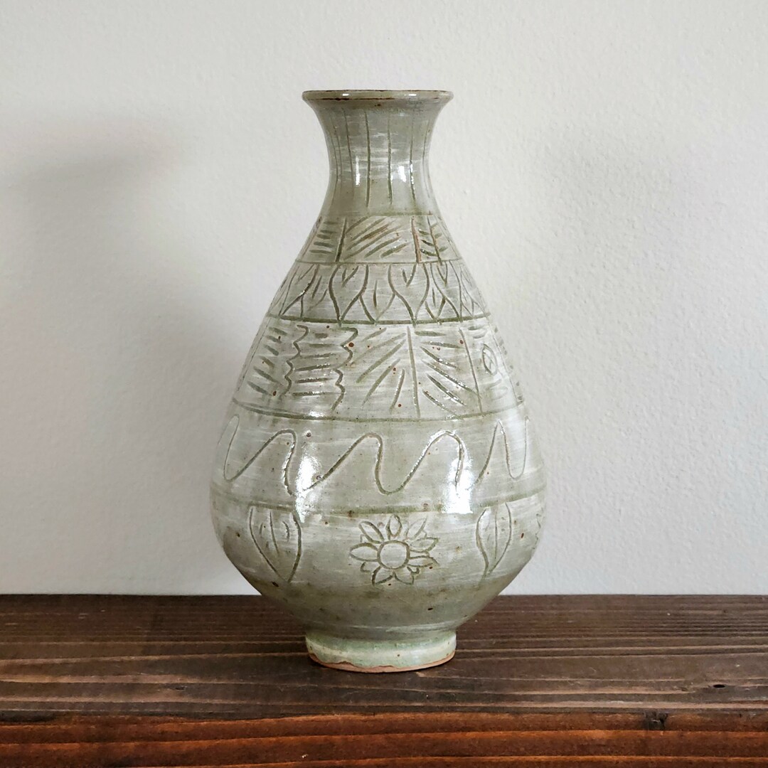 Vase Korean Vase Pottery Vase Handmade Vase Ash Glazed Etsy