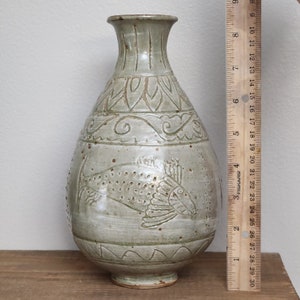 Vase en poterie, vase coréen, vase en céramique, vase fait main, vase émaillé en frêne, vase rustique, vase image 9