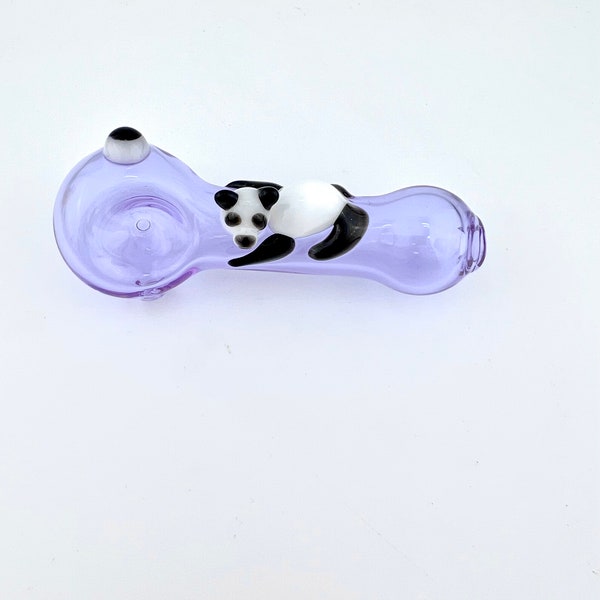 Panda on Purple Pipe - Panda Pipe | Glass Pipe | Glass Panda | Animal Pipes | Spoon Pipes | Panda Glass Pipes | Panda Gifts | Hand Pipes