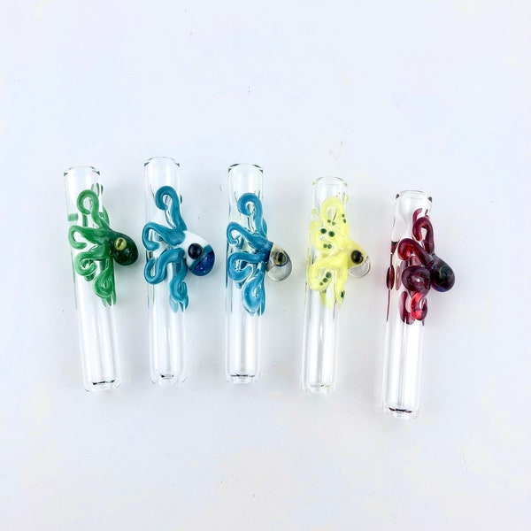 Octopus One Hitter - Octopus Onies | Glass One Hitter | Glass Onies | Octopus Chillum | Glass Chillums | Octopus Glass Pipes | Octopus Gifts