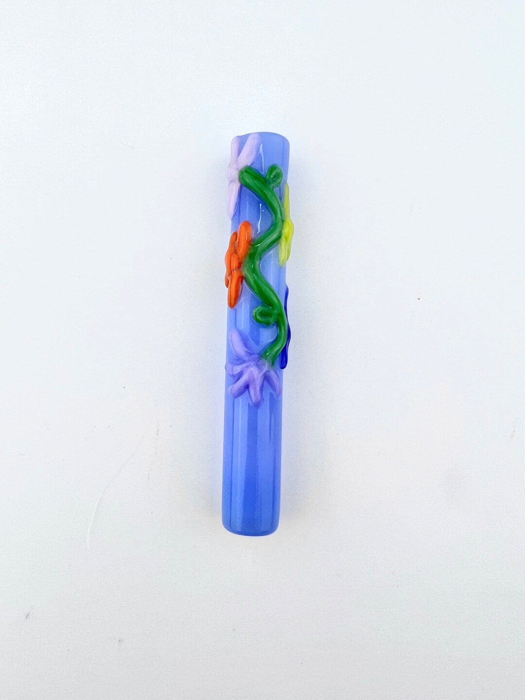 Flower Vine on Milky Blue One Hitter Flower Onies Glass One Hitter