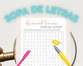Sopa de Letras - Reconociendo Emociones - Word Search in Spanish - Recognizing Emotions