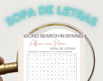 Sopa de Letras - Afirmaciones Positivas - Word Search in Spanish - Positive Affirmations